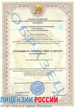 Образец сертификата соответствия аудитора №ST.RU.EXP.00006191-3 Георгиевск Сертификат ISO 50001